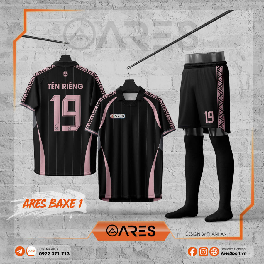 Áo bóng đá tự thiết kế ARES Obsidian Rose - Sang trọng và huyền bí.