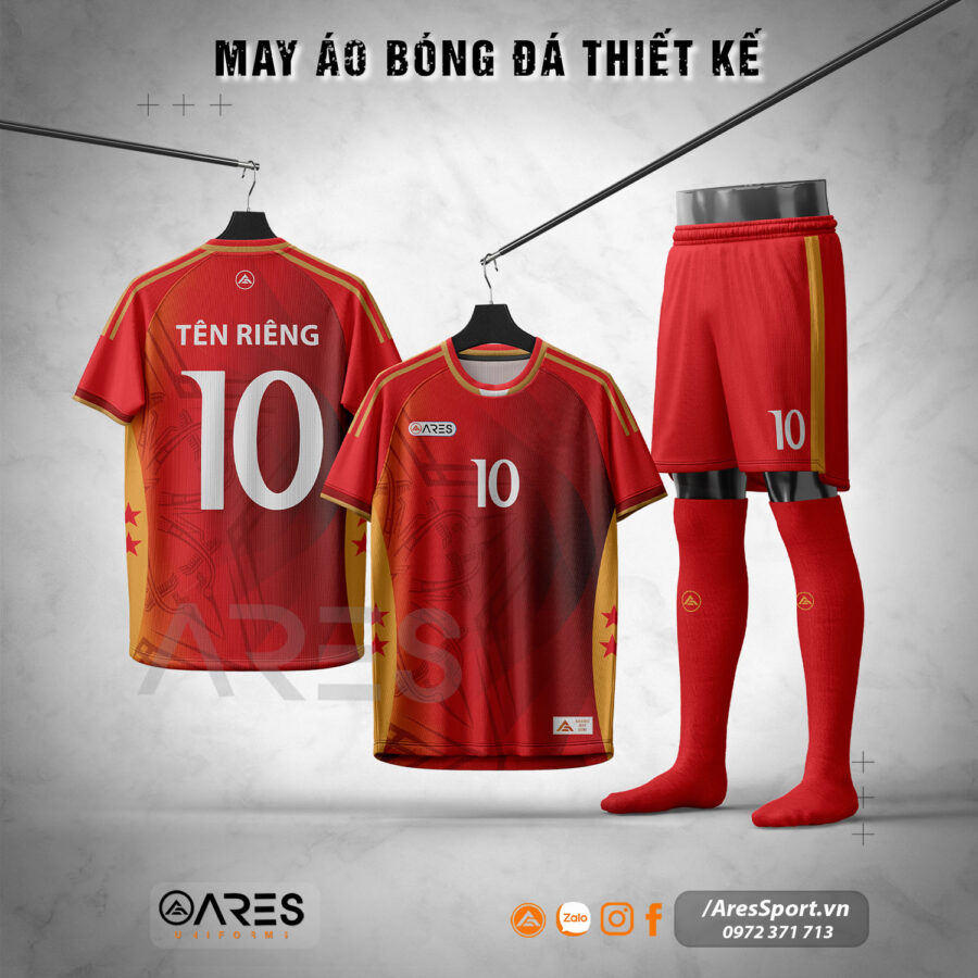 Áo bóng đá ARES Red Glory – Thiết kế vinh quang đỏ rực, mạnh mẽ và đẳng cấp
