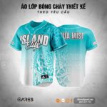 Áo lớp bóng chày Island Elite màu xanh aqua, họa tiết tribal độc đáo, phong cách nhiệt đới