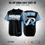 Áo lớp bóng chày Premier Athletics phối đen – xanh dương, in số và tên Clayton nổi bật