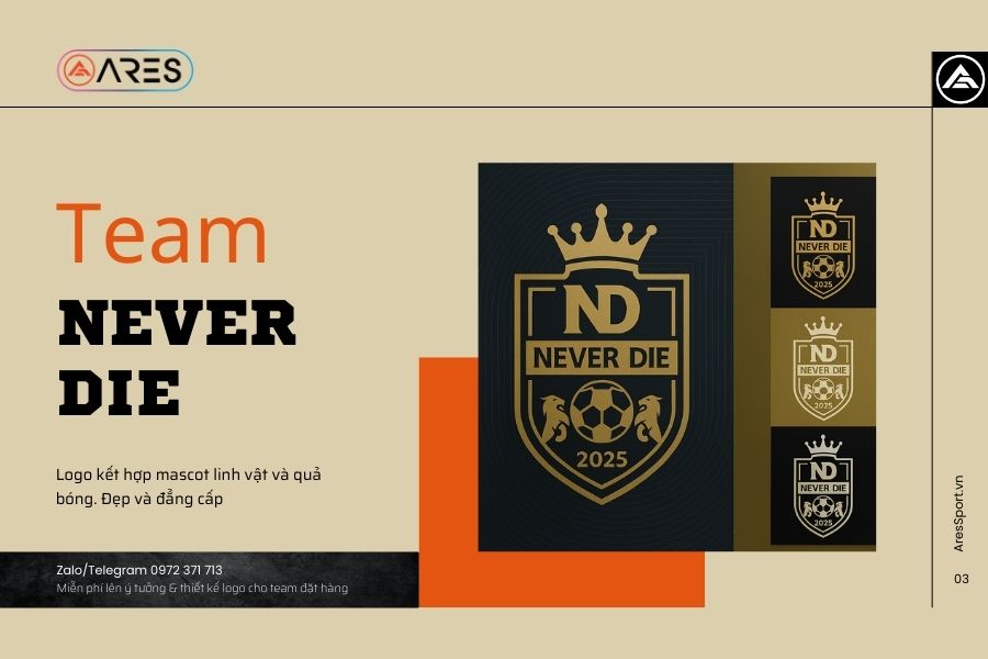 Logo áo bóng đá thiết kế Never Die - Thiết kế & sáng tạo logo riêng cho đội