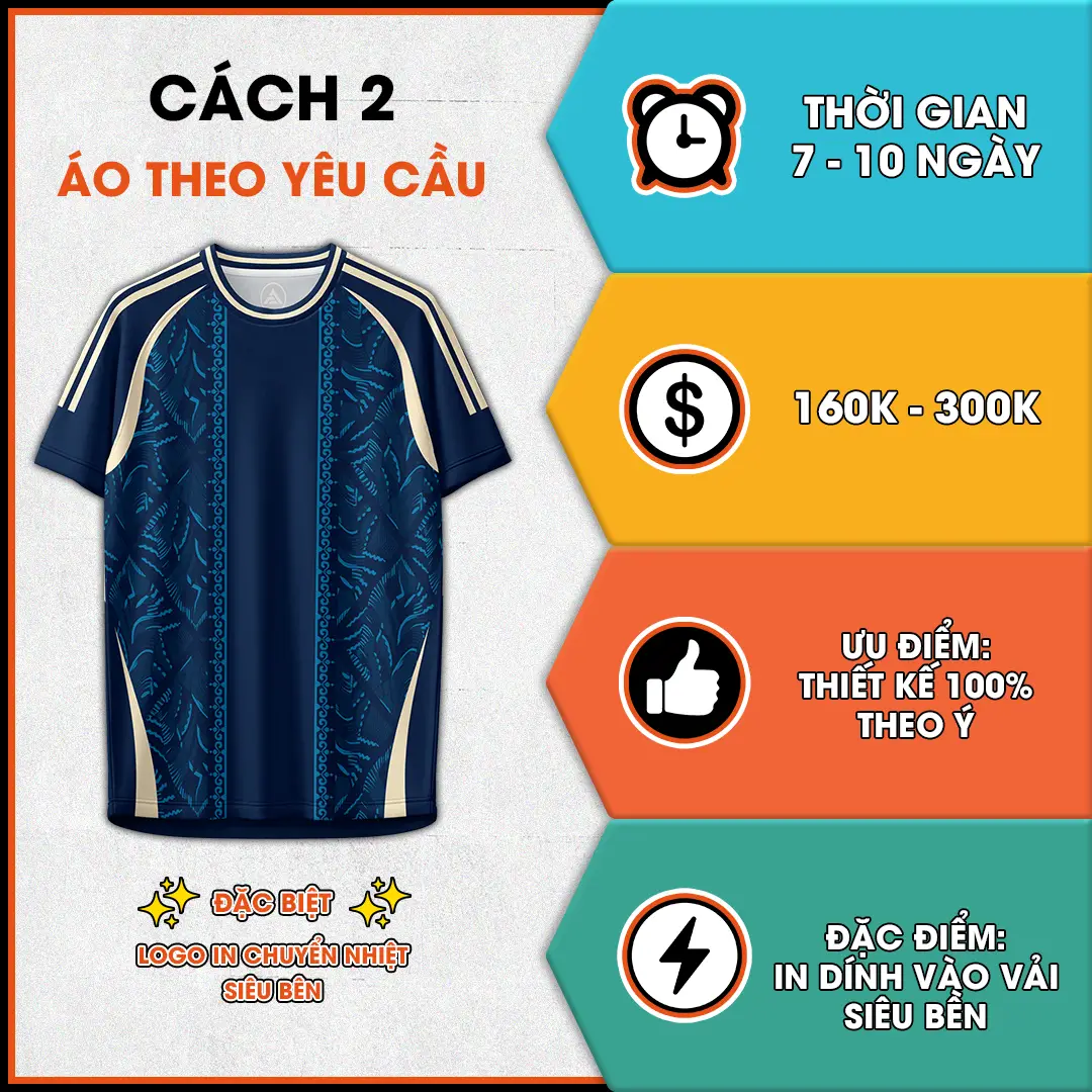 Cách 2 - Đặt áo bóng đá không logo theo yêu cầu