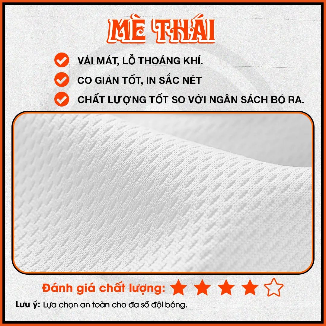 Vải Mè Thái đặt áo đá banh không logo tại Ares