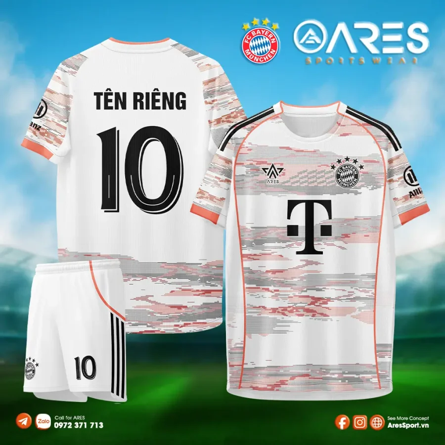 Áo đá banh Bayern 25/26 sân khách đặt may theo yêu cầu