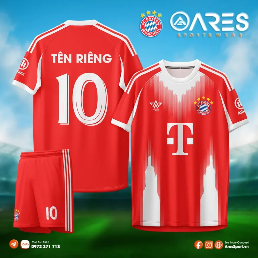 Áo đá banh Bayern 25/26 sân nhà đặt may theo yêu cầu
