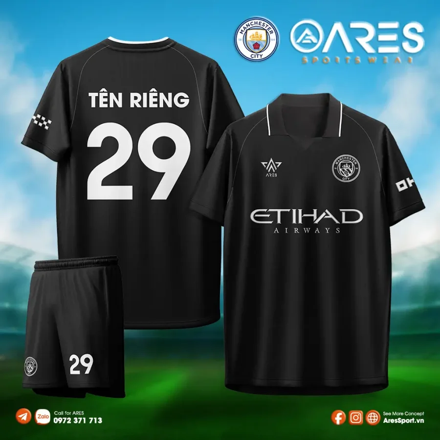 Áo đá banh Mancity 25/26 sân khách đặt may theo yêu cầu