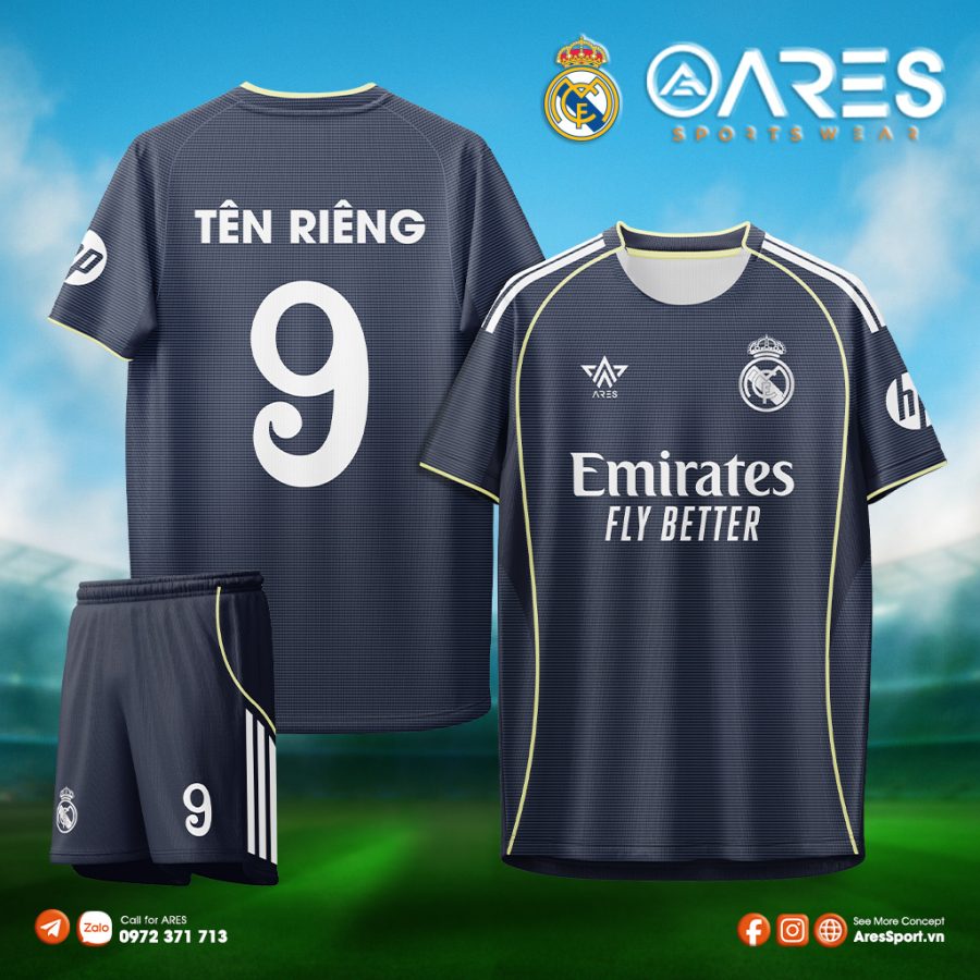 Áo đá banh Real Madrid sân khách 25/26 đặt may theo yêu cầu