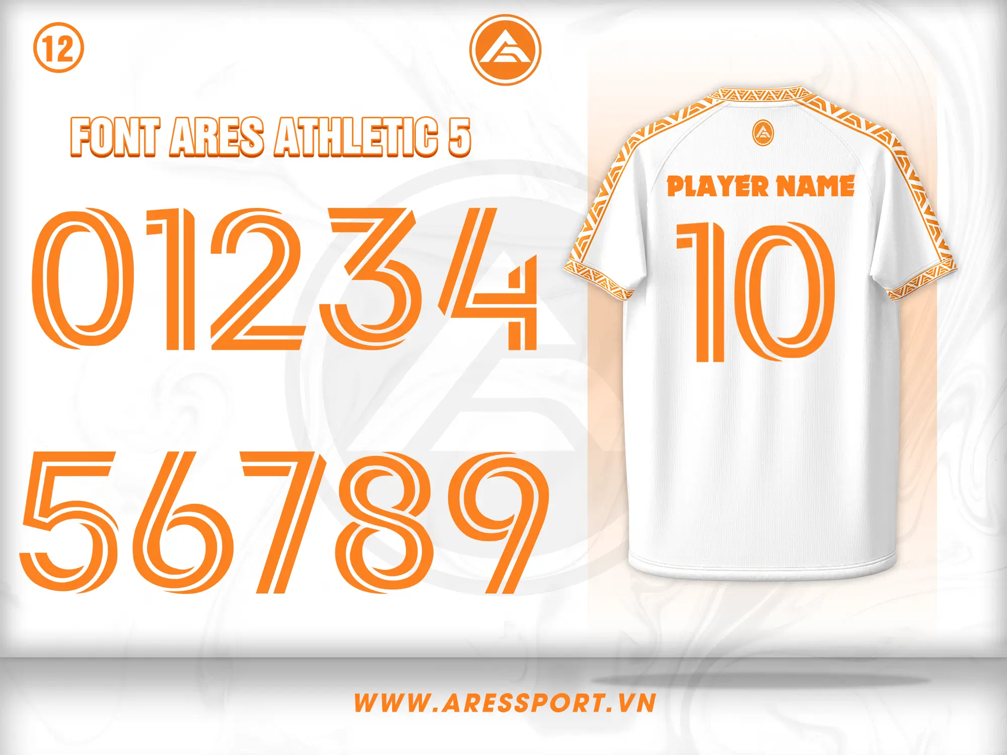 Font số áo bóng đá Ares Athletic 5