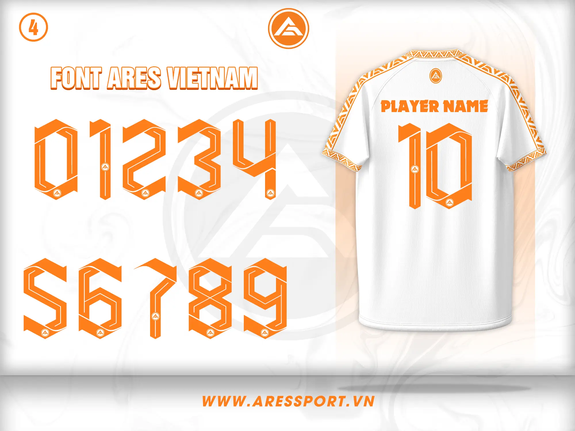 Font số áo bóng đá Ares Vietnam