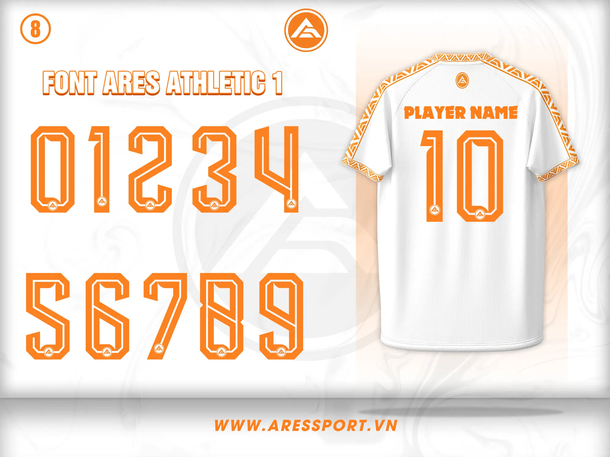 Font số áo bóng đá Ares Athletic 1