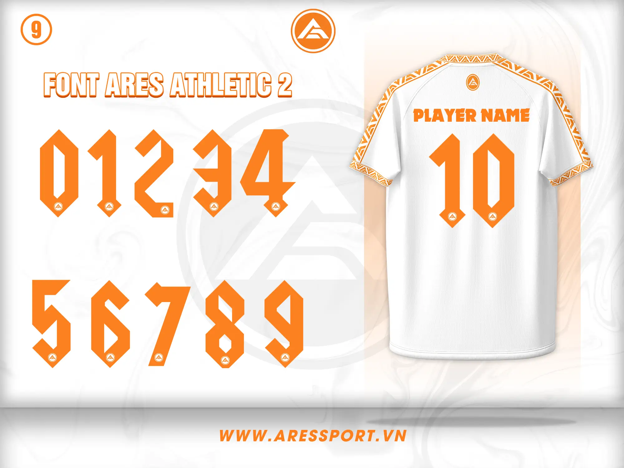 Font số áo bóng đá Ares Athletic 2