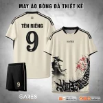 Áo đá banh Aegis Ronin không logo tông kem, họa tiết samurai hoa đào cá tính, phù hợp đặt thiết kế và in áo đá banh theo yêu cầu cho đội