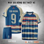 Áo đá banh Helios Tide không logo phối xanh cát biển với những sọc cọ ngang mạnh mẽ, thiết kế in ấn theo yêu cầu cho đội bóng