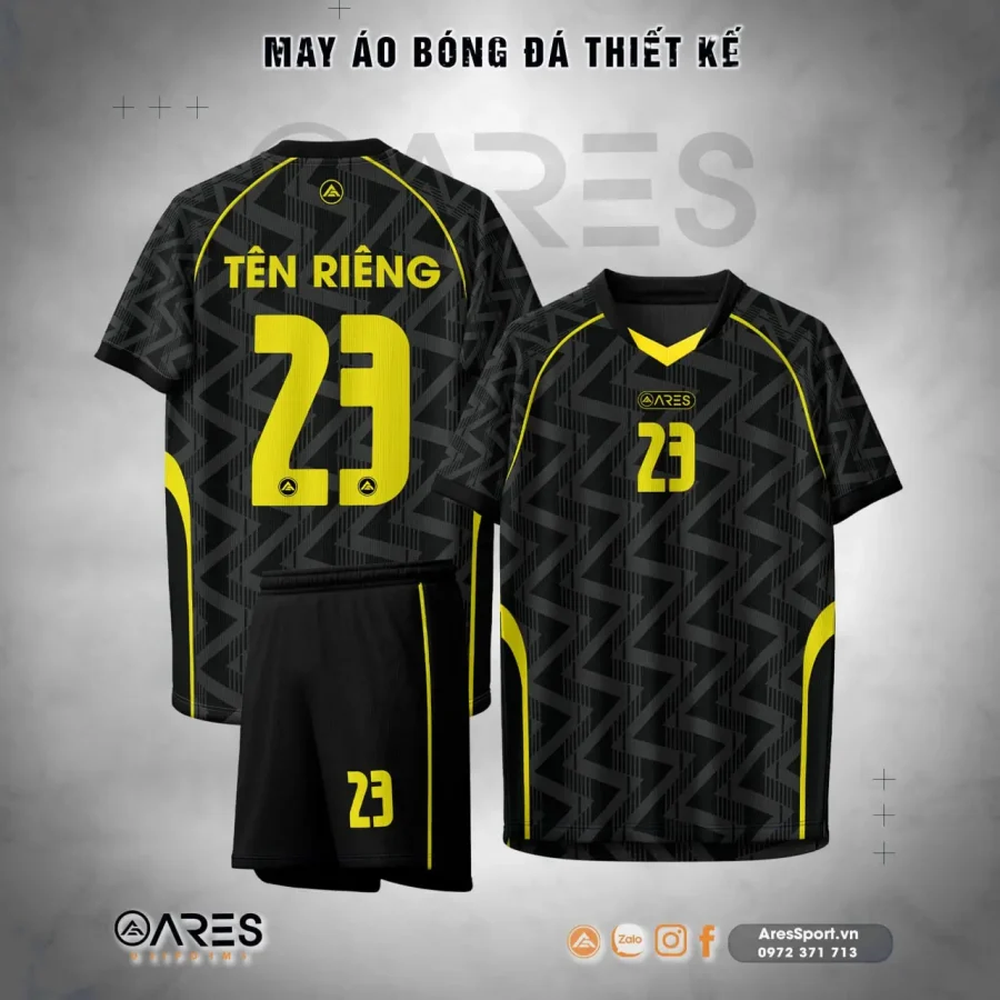 Áo đá banh Hellenic Volt không logo phối đen vàng nổi bật, họa tiết zigzag mạnh mẽ dành cho đội thích cá tính sấm sét