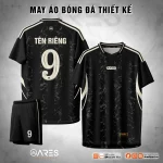 Áo đá banh Nyx Stormlash không logo màu đen vệt chớp vàng cát, thiết kế mạnh mẽ cho đội bóng đặt may theo yêu cầu