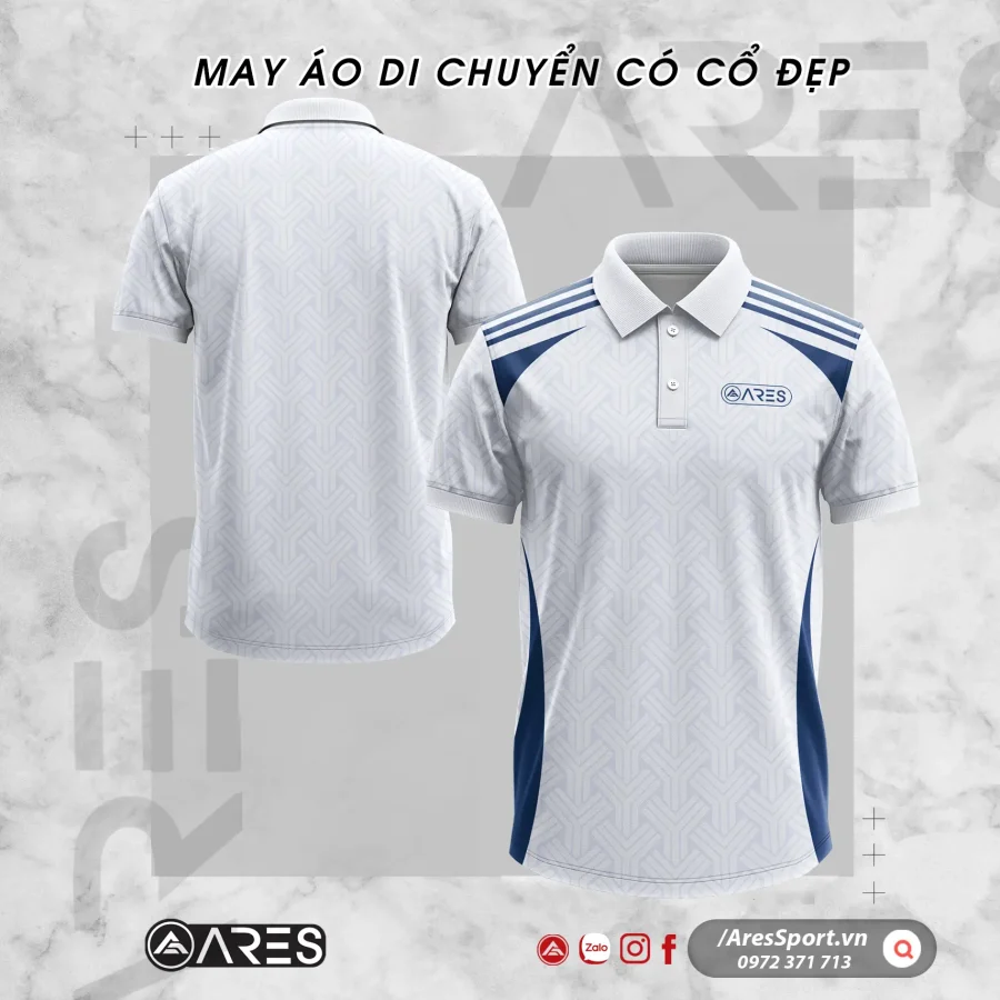 Áo di chuyển Legend Crest – Trắng Navy thiết kế