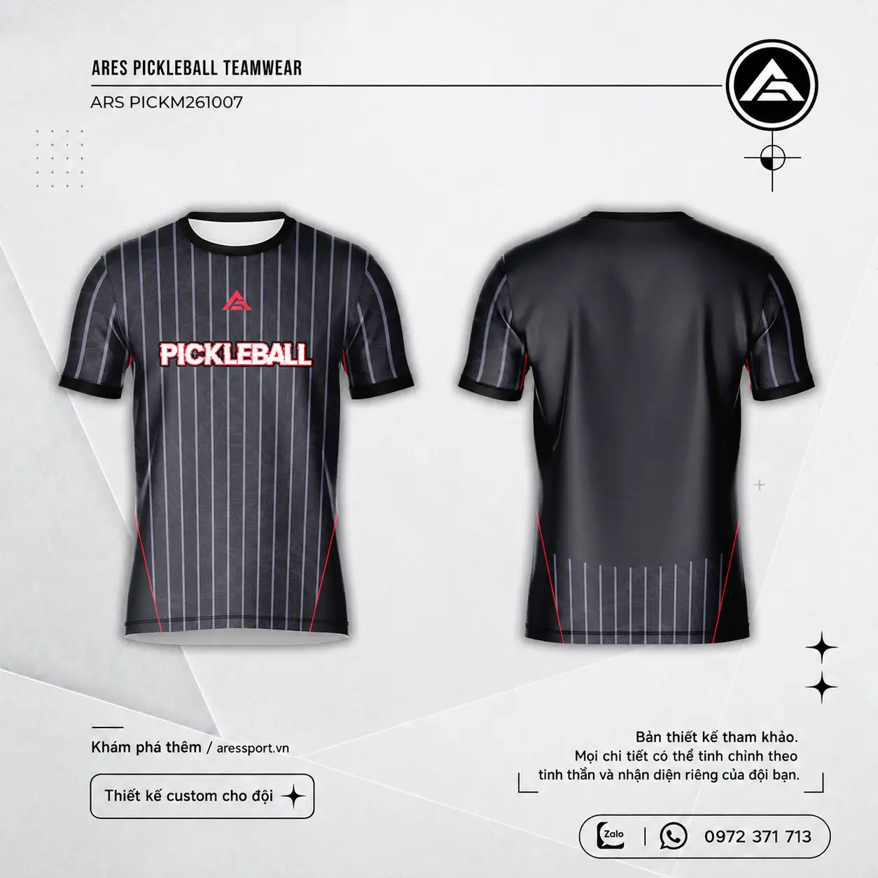 Áo Pickleball ARES Iron Stripe – Sắc đen thép bền Áo Pickleball Iron Stripe