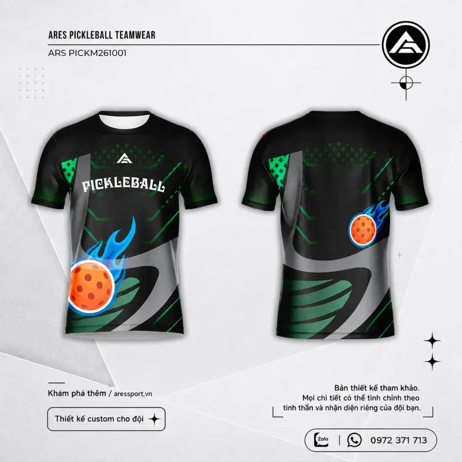 Áo Pickleball Nightfall – áo thi đấu nền đen bền bỉ