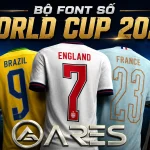 Bộ font số áo bóng đá đội tuyển quốc gia World Cup 2026 ARES SPORT — 5 mẫu Argentina 10, Brazil 9, England 7, France 23, Germany 20