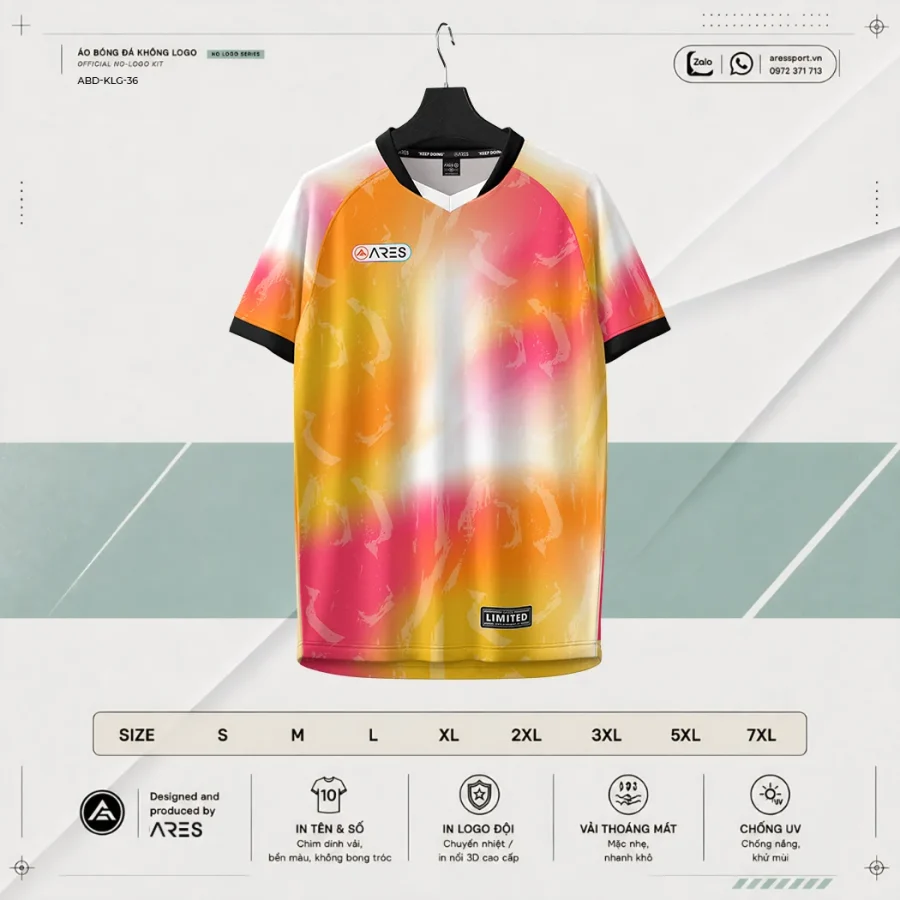 Mẫu Horizon mặt trước in tên riêng và số 9 trắng trên nền gradient sunset sunset gradient cam-hồng-đen