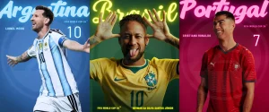 Áo đấu ba đội tuyển Argentina, Brazil và Bồ Đào Nha tại World Cup 2026 với Messi, Neymar và Ronaldo đại diện Adidas, Nike, Puma
