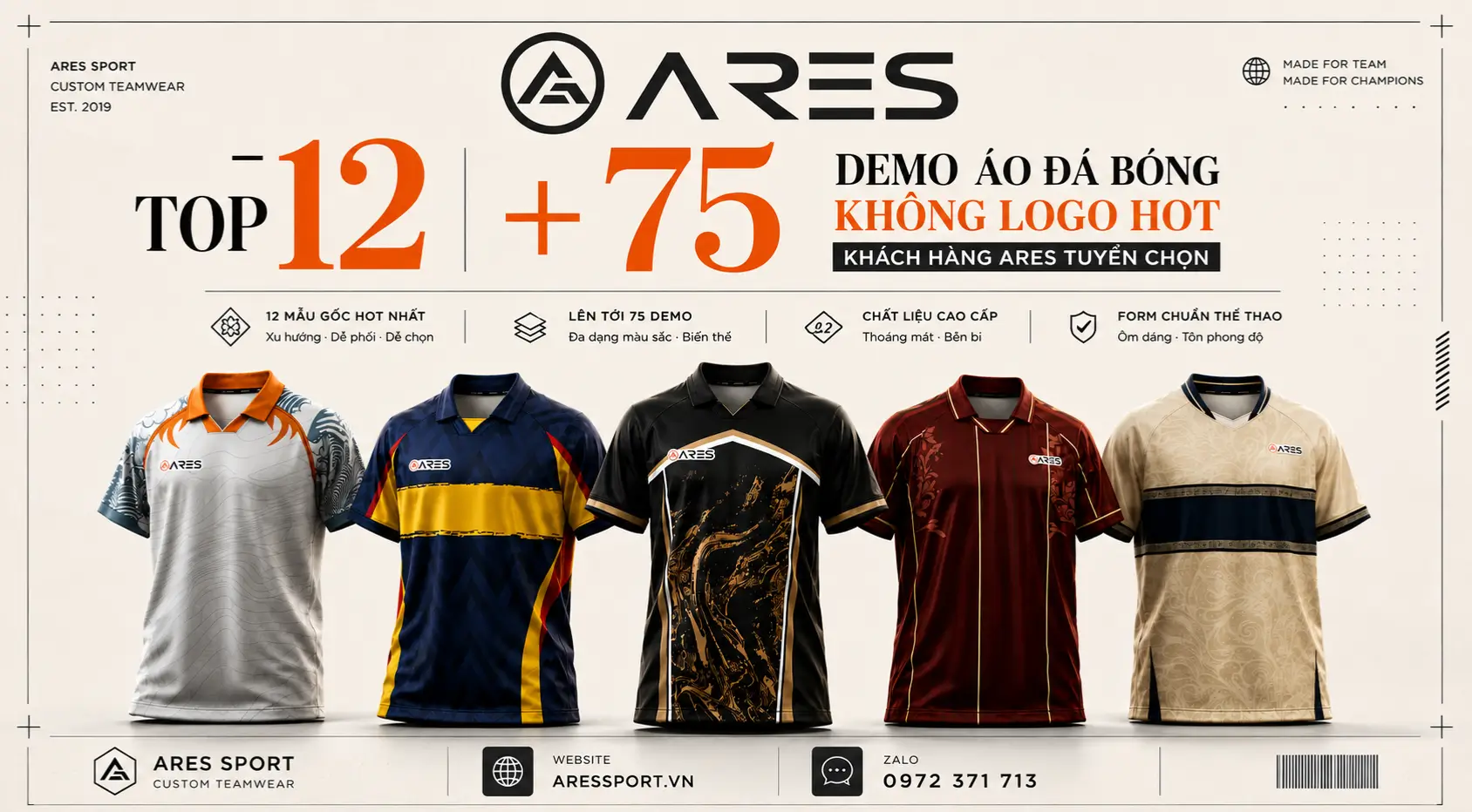 Top 12 mẫu kèm 75 demo áo bóng đá không logo cho đội đẹp tại ARES