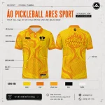 Áo polo pickleball vàng cam họa tiết flame Chorea Flammae, thiết kế theo yêu cầu tại ARES