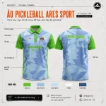 Áo polo pickleball xanh pastel phối xanh lá họa tiết shard, thiết kế theo yêu cầu tại ARES