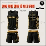 Đồng phục bóng rổ Golden Blaze Ngọn Lửa Hoàng Kim, họa tiết lửa vàng gold trên nền đen, áo số 28 mặt trước mặt sau