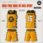 Đồng phục bóng rổ Tribal Crown Vương Miện Chiến Binh, hoa văn bộ lạc vàng đen trắng, áo số 16 mặt trước mặt sau