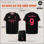 Áo bóng đá CLB AC Milan đen, mặt trước, mặt sau và quần đen in tên số 9