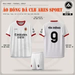 Áo bóng đá CLB AC Milan trắng, mặt trước, mặt sau và quần trắng in tên số 9