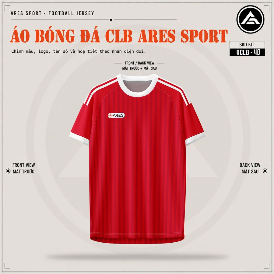 Mặt trước áo đá banh CLB Bayern Munich đỏ, cổ tròn viền trắng, chưa in logo