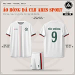 Áo bóng đá CLB Chelsea trắng, mặt trước, mặt sau và quần trắng sọc đỏ xanh lá in tên số 9