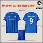 Áo bóng đá CLB Chelsea xanh dương, mặt trước, mặt sau và quần xanh dương in tên số 9