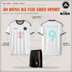 Áo bóng đá CLB Inter Miami trắng, mặt trước, mặt sau và quần đen sọc hồng in tên số 9
