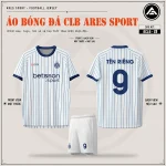 Áo bóng đá CLB Inter Milan trắng sọc xanh, mặt trước, mặt sau và quần trắng in tên số 9