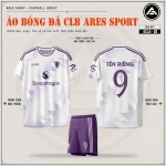 Áo bóng đá CLB Man United trắng tím, mặt trước, mặt sau và quần tím sọc trắng in tên số 9