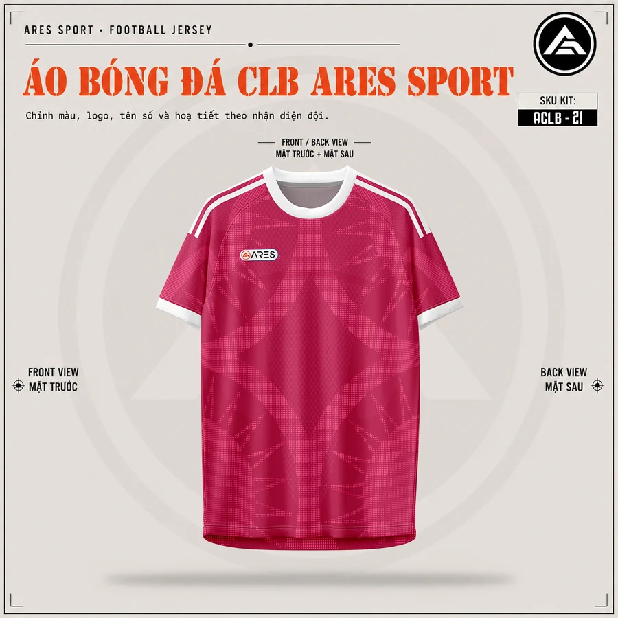 Mặt trước áo đá banh CLB Real Madrid hồng, cổ tròn hồng, chưa in logo