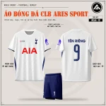 Áo bóng đá CLB Tottenham trắng, mặt trước, mặt sau và quần navy in tên số 9